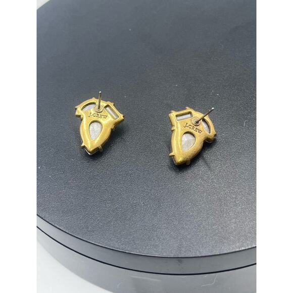 J. Crew Four Clear Champagne AB Rhinestone Stud Gold Tone Sparkling Earrings - Picture 6 of 11